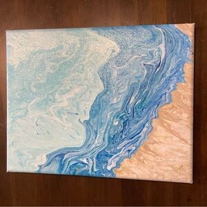 Original Handmade Acrylic Pour Painting- “Beach Days”
